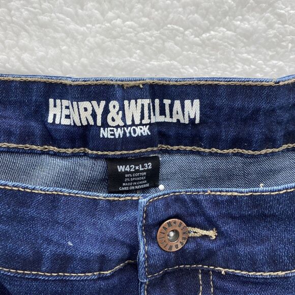 Henry & William Jeans Mens 42x32 Blue Relax Fit Distressed American Preppy Denim - Picture 7 of 16